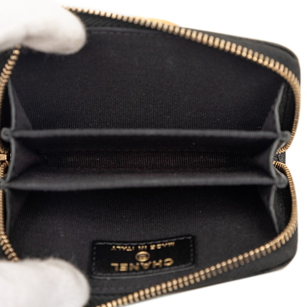 CHANEL Authentic Black Leather Logo Wallet - Picture 4 of 6